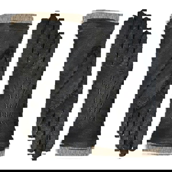 Infinity Leather Men’s Genuine Leather Wool Lined Ribbed Knit Cuff Gloves