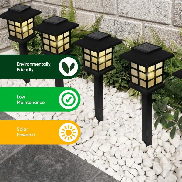 Gardenwize Pack of 12 Solar Pathway Lights – Warm White LED Garden Stake Lights