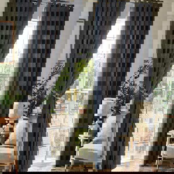 Luxury Living Chenille Blackout Ring Top Eyelet Curtains