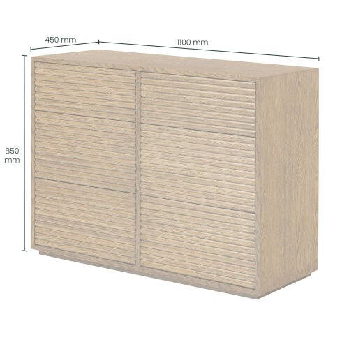 Wyld Haus Mandarina Retro Natural Walnut Ribbed Six Drawer Chest