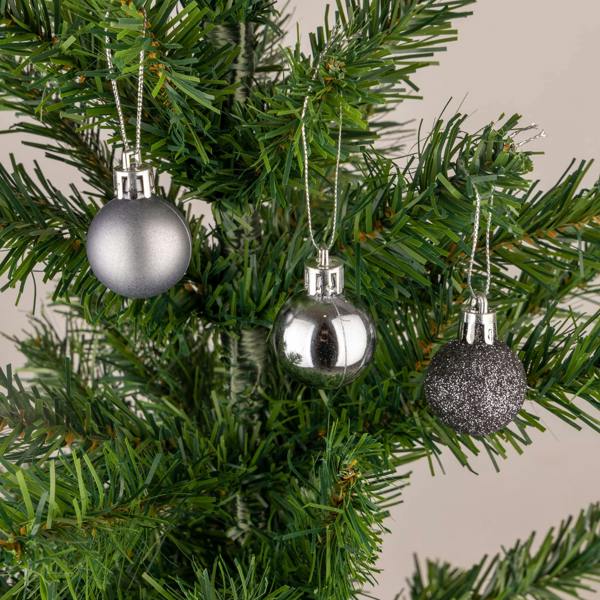 30mm Dark Grey Shatterproof Christmas Baubles in 12 or 24 Pack Sizes image 7