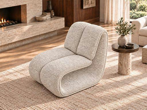 SOLACE+CO Maelys Sculptural Lounge Chair Chenille-Beige