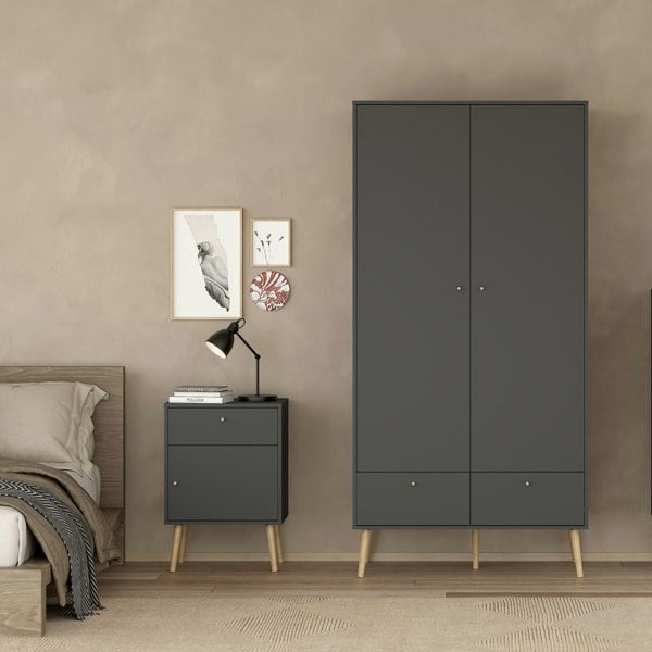 Furniture To Go Cumbria Nightstand 1 Door + 1 Drawer Dark Grey