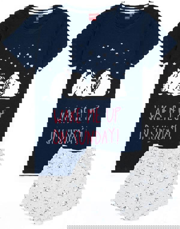 Peanuts Womens Blue Snoopy Short Sleeve Short Leg Pyjama Set