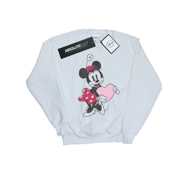 Disney Girls Minnie Mouse Love Heart Sweatshirt - White