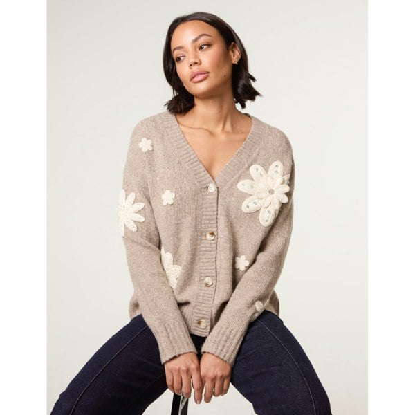 Blue Vanilla Crochet Embellished Floral Cardigan