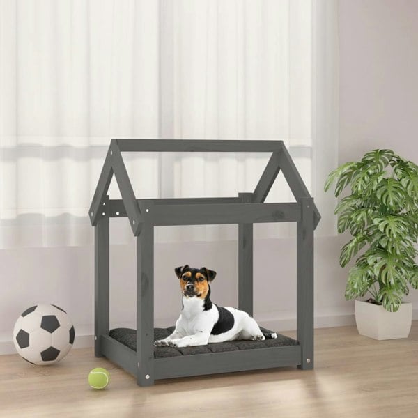 Berkfield Dog Bed Grey 61x50x70 cm Solid Wood Pine