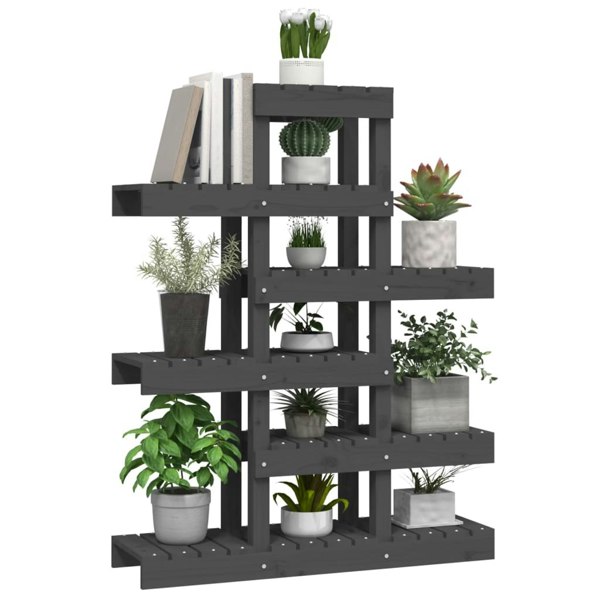 Berkfield Plant Stand Grey 85x25x109.5 cm Solid Wood Pine
