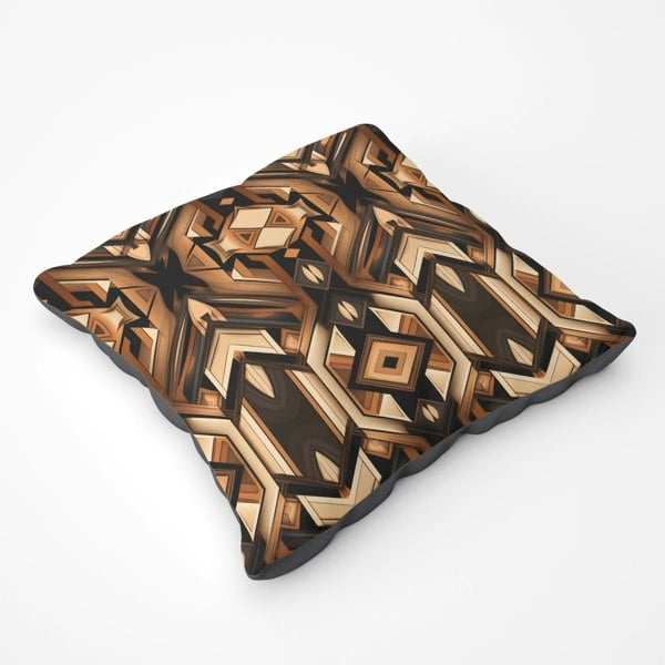 Warren Reed Black And Brown Intricate Pattern Floor Cushion