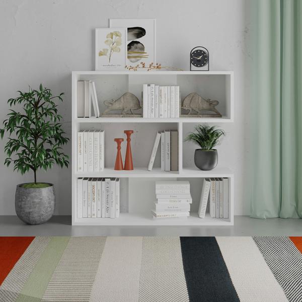 Decortie Molly Modern Corner Bookcase 3 Tier Room Divider Storage Unit Freestanding Melamine Finish 89cm