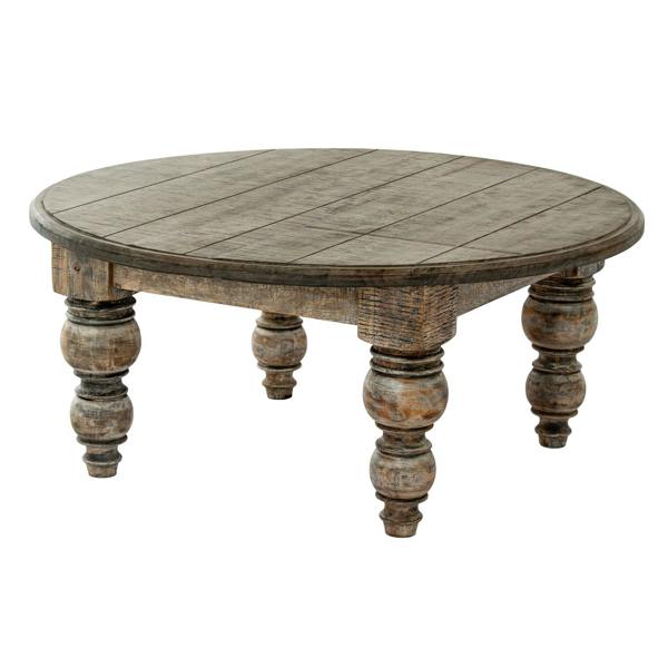 Wyld Haus Montaine Midcentury Round Brown Wood Coffee Table