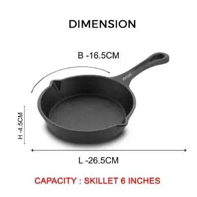 AVIAS CAST IRON DEEP SKILLET - 6 INCHES