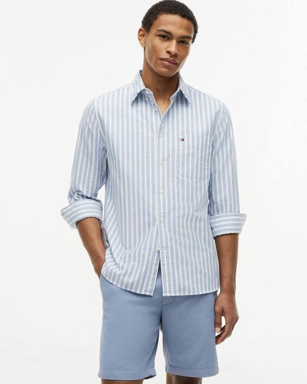 Tommy Hilfiger Heritage Oxford Mens Long Sleeve Striped Shirt - Regal Blue/Stripe