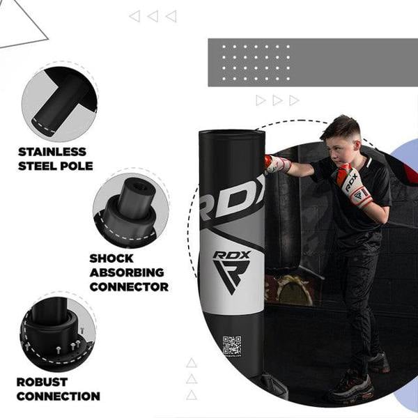 RDX Sports FREE STANDING KIDS PUNCH BAG GREY-4FT + GLOVE J7 WHITE/RED-6OZ