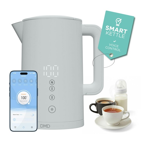 DMD Collective Smart Kettle with App & Voice Control – Variable Temperature Electric Kettle 1.5L - White