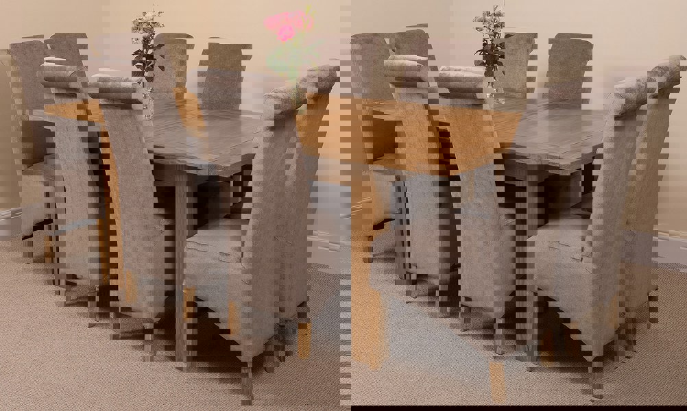 That's Furniture Seattle Oak Extending Dining Table with Montana Fabric Chairs