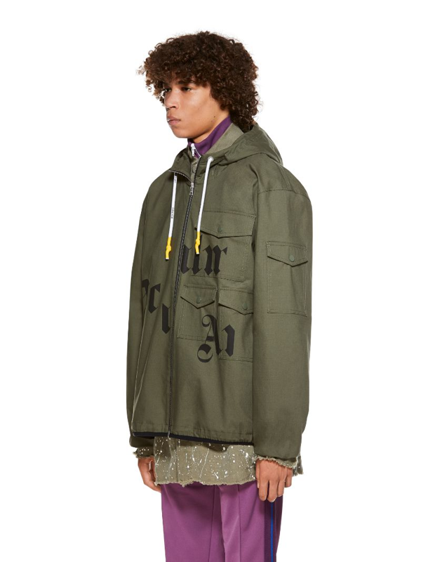 Palm Angels Broken Gothic Logo Jacket - Green