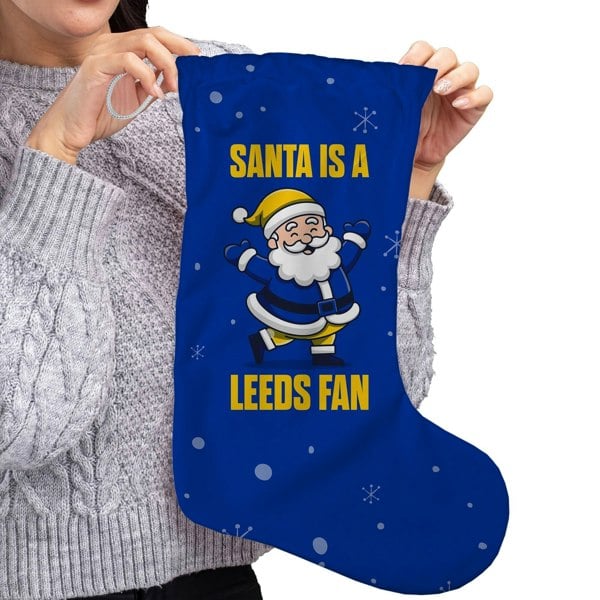 BritishmadeGifts Santa is a Leeds Football Fan - Christmas Stocking