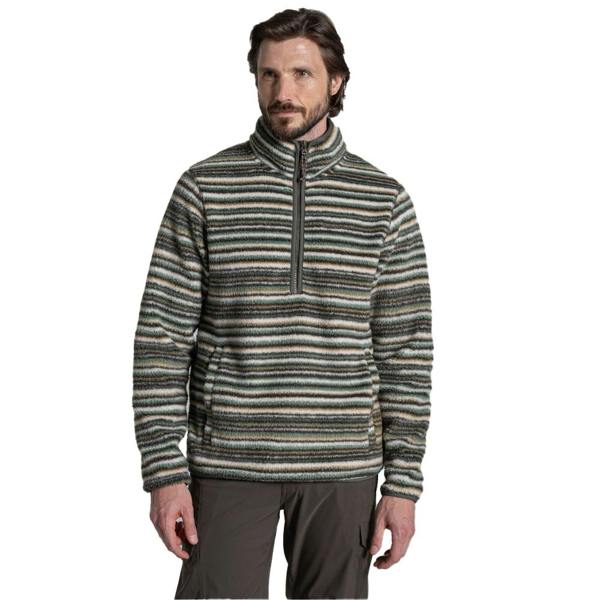 Craghoppers Mens Tatton II Contrast Striped Fleece Top - Woodland Green - 