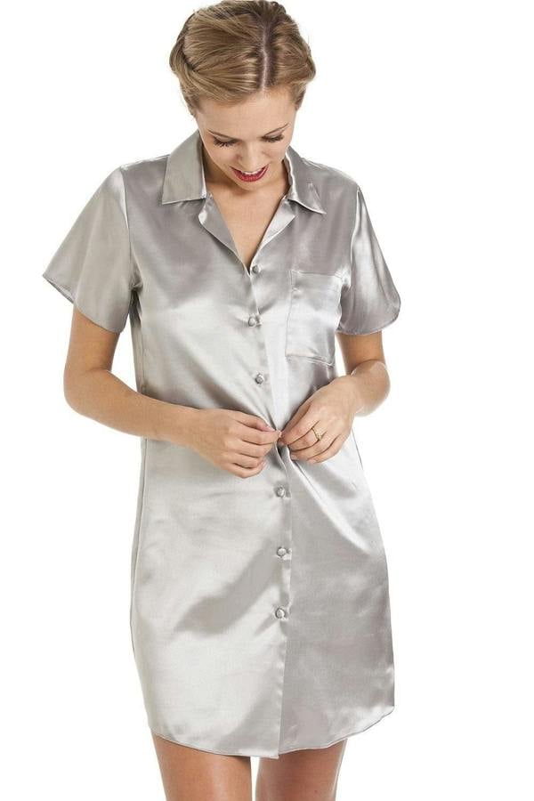 Camille Women's Nightshirt Knee Length Satin Dress Ladies Nightwear