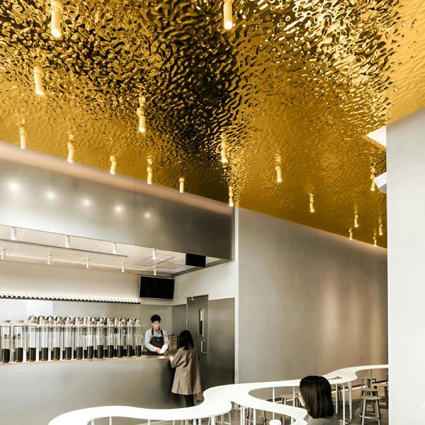 ENER-J Wave-Pattern Metallic Finish WPC Boards (2.44m x 1.22m x 5mm) for Modern Interiors, Gold (Pack of 2)