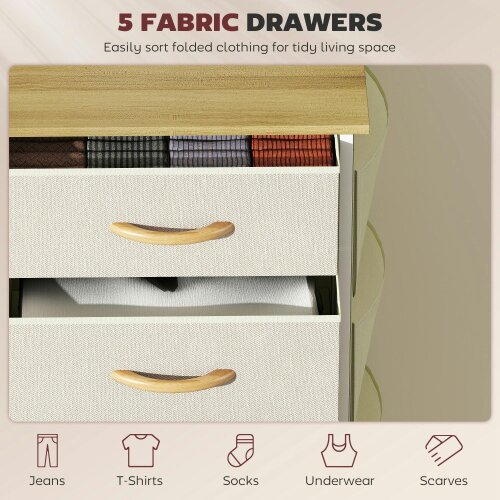 Wyld Haus Batoro Fabric And Metal Beige 5 Drawer Storage Chest