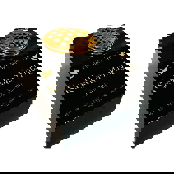 Memorials Direct Black Granite Memorial Sloping Desk With Vase with Free Personalised Gold Engraving Includes Metal Flower Pot Insert 12 x 10 x 4"