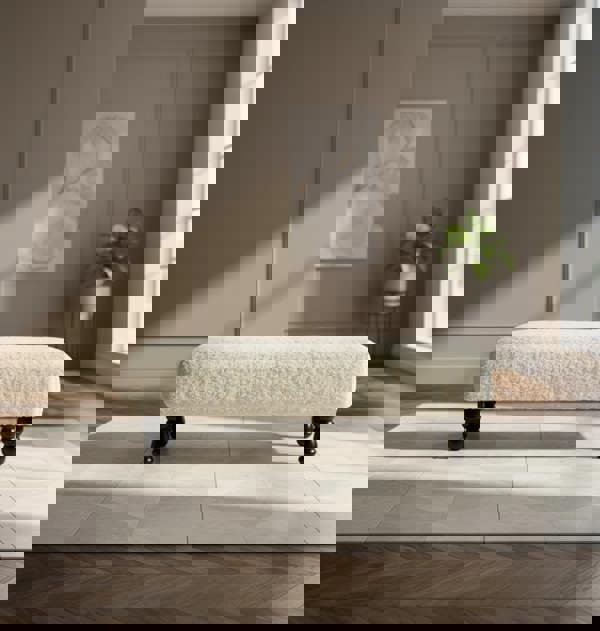 ISTOOLS Cuddle Fabric Off-White Footstool – Comfortable, Stylish, and Multi-Purpose