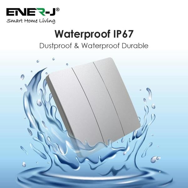 ENER-J 3 Gang Wireless Kinetic Switch Silver Body, IP55 - PRO Series