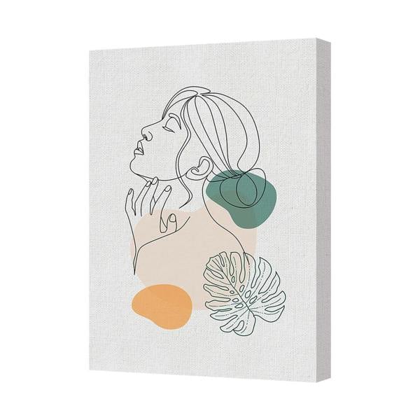 Benjamin Tate Design Modern Line Art Canvas Print With Botanical Shapes
