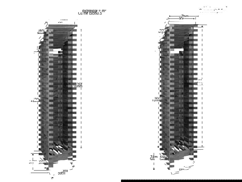 Arbor Garden Solutions Wooden Log Store (Roof Sloping Back) W-79cm, H-126cm or 180cm, D-88cm - Brown Finish