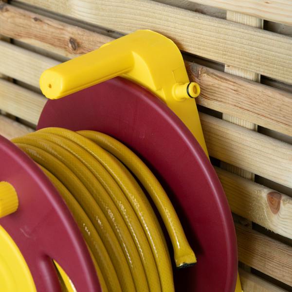 Samuel Alexander 15m Pro Wall Mounted Garden Hose Pipe with Spray Nozzle & Storage Reel