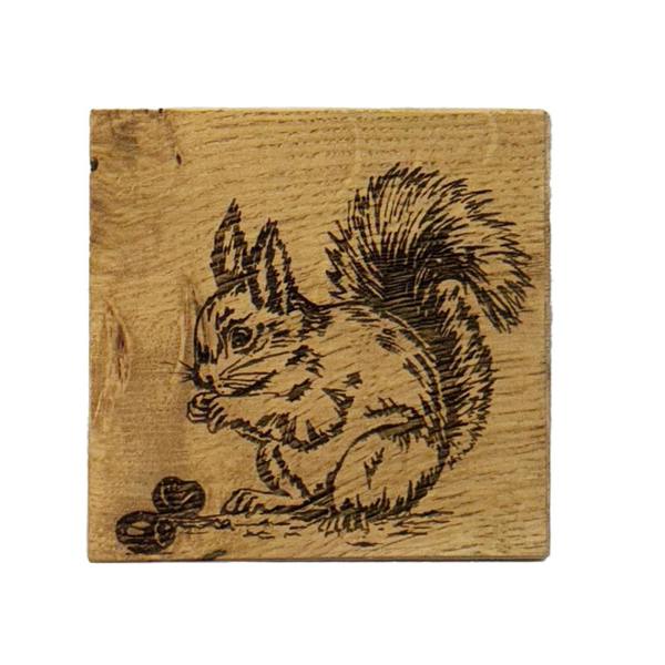 Diletto Gifts Red Squirrel Single Oak Coaster