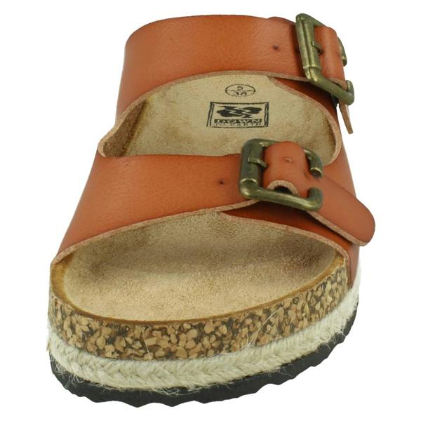 Down to Earth Ladies Down To Earth Twin Buckle Strap Sliders Sandals F12086