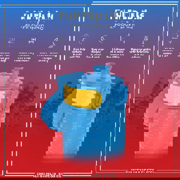 A blue water bottle with a yellow accent and "CHARGERS" and "BOLT UP" printed on its surface, features a 240° flip lid, is shown against a blurred background of American football players.