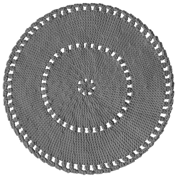 boho grey cotton round rug