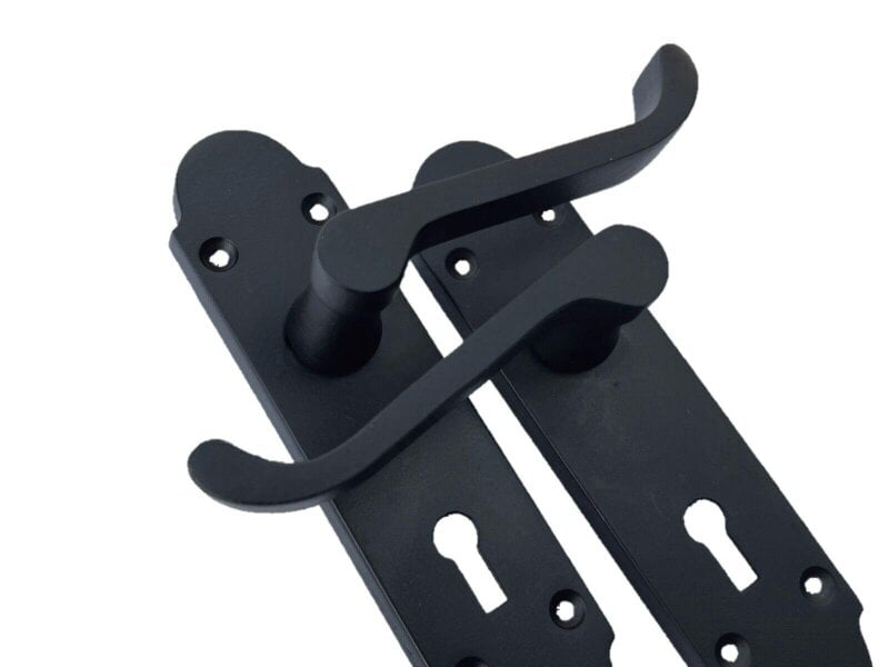 EDH Door Hardware Epsom Matt Black Door Handles, Internal Handles with Bathroom Sash Lock 170mm 2 Pairs