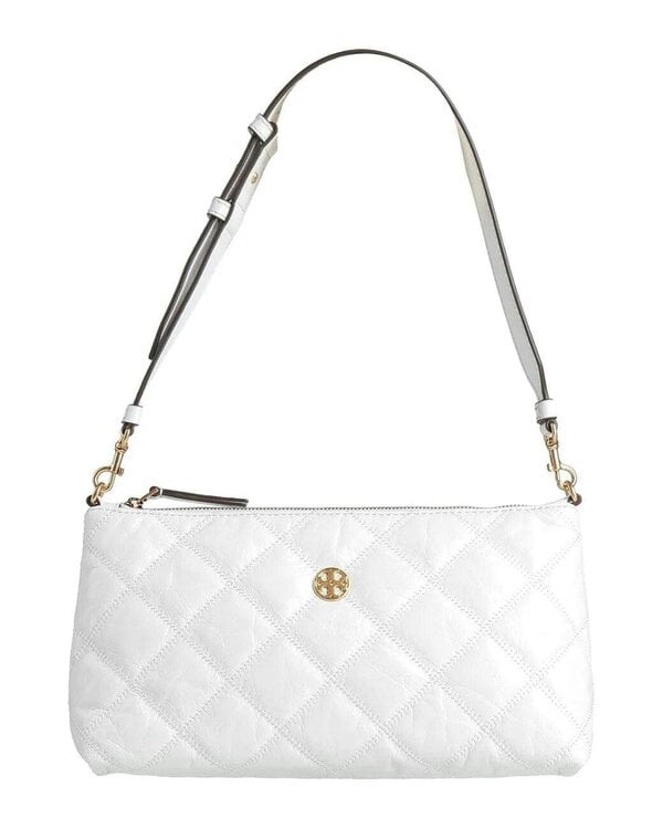 Tory Burch Willa Glazed Zip Leather Shoulder Bag White