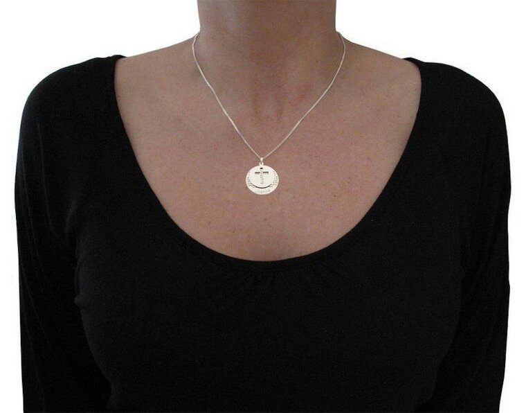 Christopher James of London Sterling Silver Personalised Cross Disc Necklace With The Lord's Prayer & Optional Engraving