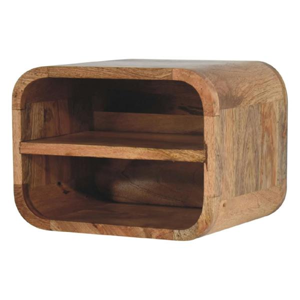Artisan Furniture Solid Wood Oak-ish Floating Open Curve Bedside