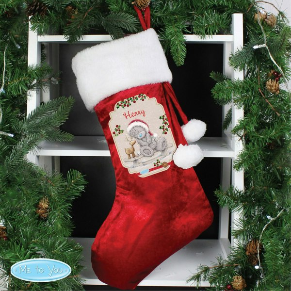 Personalised Memento Company Personalised Me to You Reindeer Luxury Red Stocking