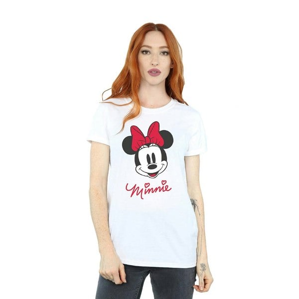 Disney Womens/Ladies Minnie Mouse Face Cotton Boyfriend T-Shirt - White