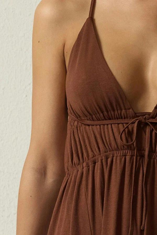 WOVCOR Woven Backless Maxi Beach Dress