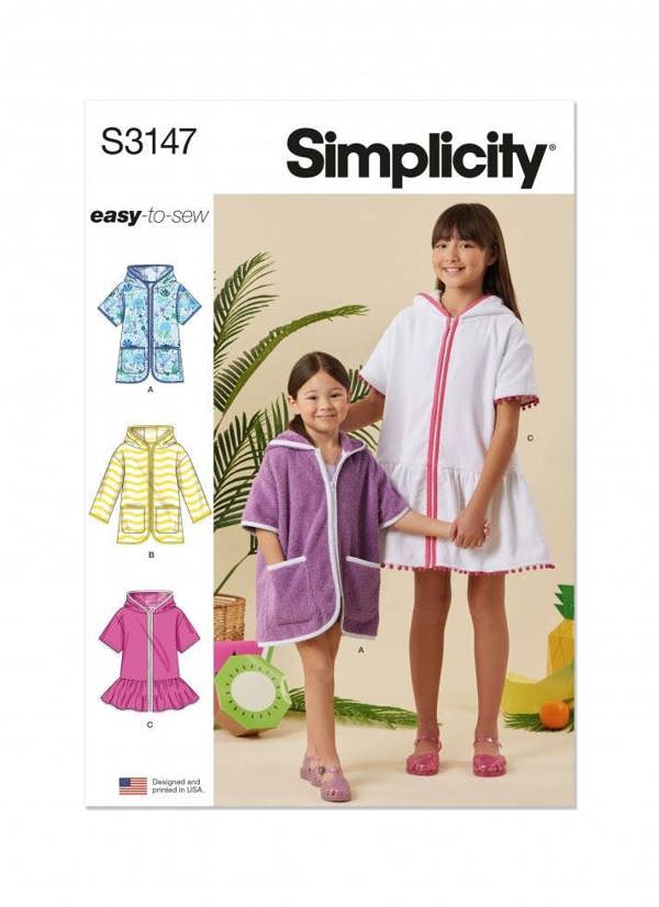 Simplicity Sewing Pattern 3147, Jackets, Hoodies for Kids, HH (3-4-5-6) - Easy