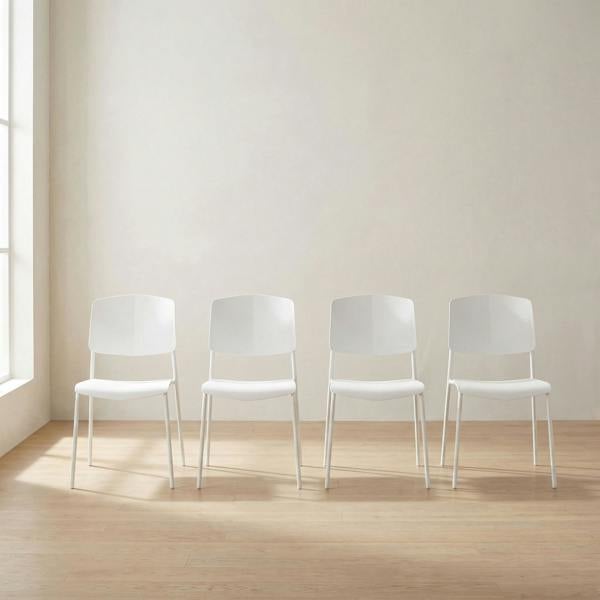 Core Products Set of Four Stackable Academy Black Kitchen Dining Chiars
