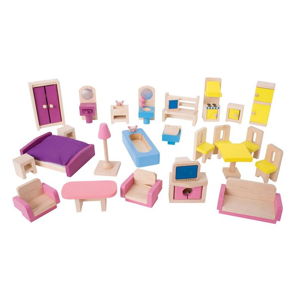 Bigjigs Toys Wooden Dolls Furniture Set - Suitable For Rose & Blossom Cottages