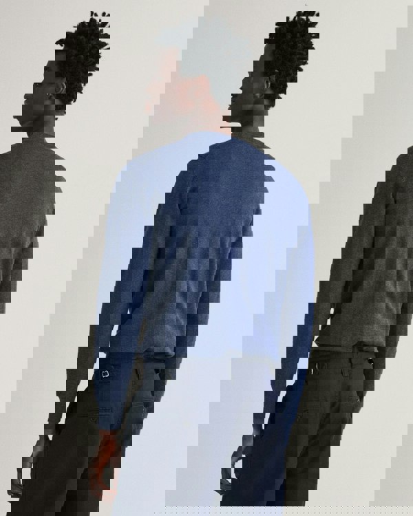 GANT Mens Classic Cotton Crew Neck Jumper - 902 Dark Jeansblue Melange