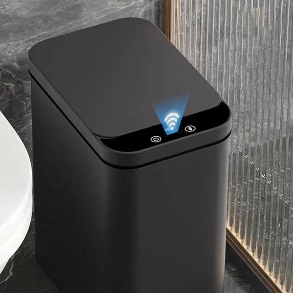 Dyzi 2pcs Black Motion Sensor Trash Cans Slim Automatic Touchless Bins