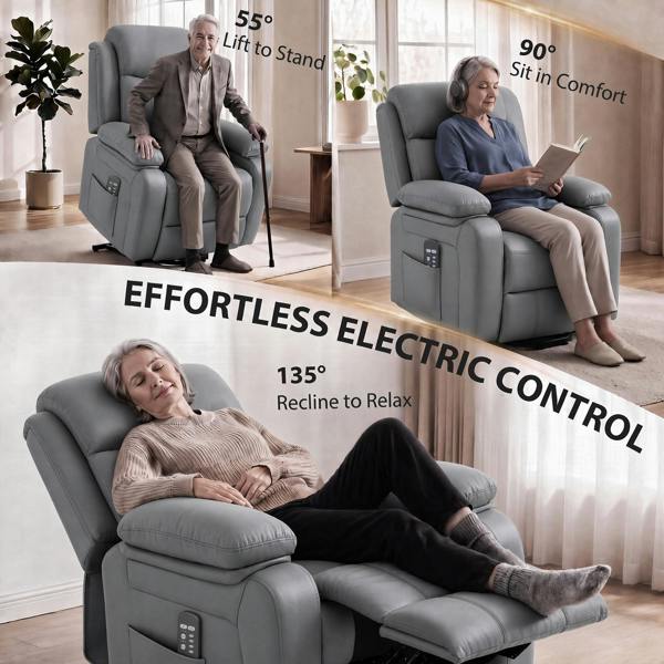 HOMCOM Riser and Recliner Chair with Massage, Electric Lift Chair, Grey