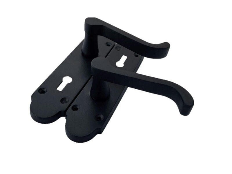 EDH Door Hardware Epsom Matt Black Door Handles, Internal Handles with Bathroom Sash Lock 170mm 2 Pairs